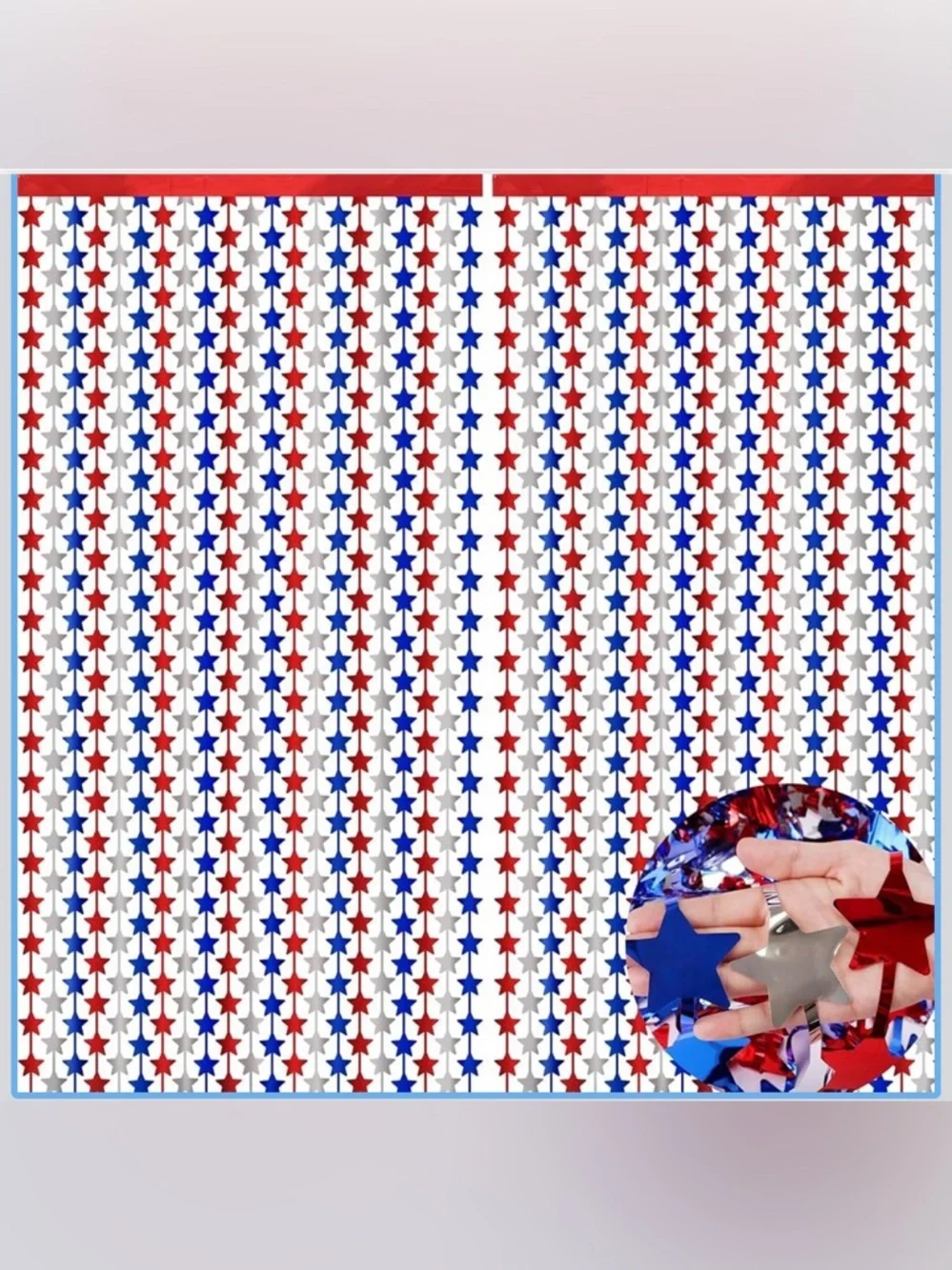 TWO 2 Pks Party Curtains (4 Pc Total) Red White Blue Stars Backdrop MSRP $30 NEW